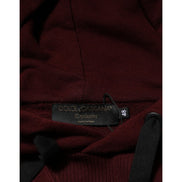 Dolce & Gabbana Burgundy Cotton Plaid Lined Hoodie
