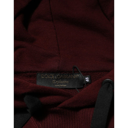 Dolce & Gabbana Burgundy Cotton Plaid Lined Hoodie