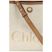 Geantă de umăr Chloé bej din material textil
