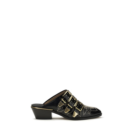 Papuci Chloé din piele de vițel neagră
