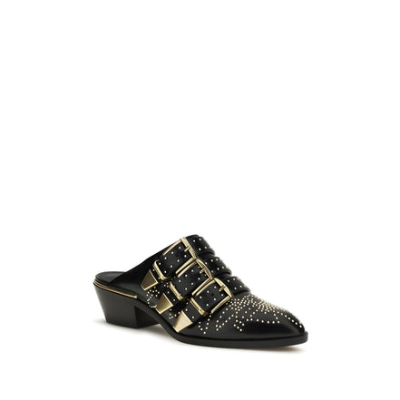 Papuci Chloé din piele de vițel neagră