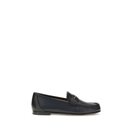 Chloé Black Leather Slip-On Loafers