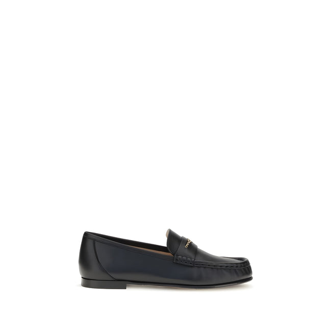 Chloé Black Leather Slip-On Loafers