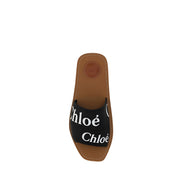 Sandale plate Chloé din bumbac negru