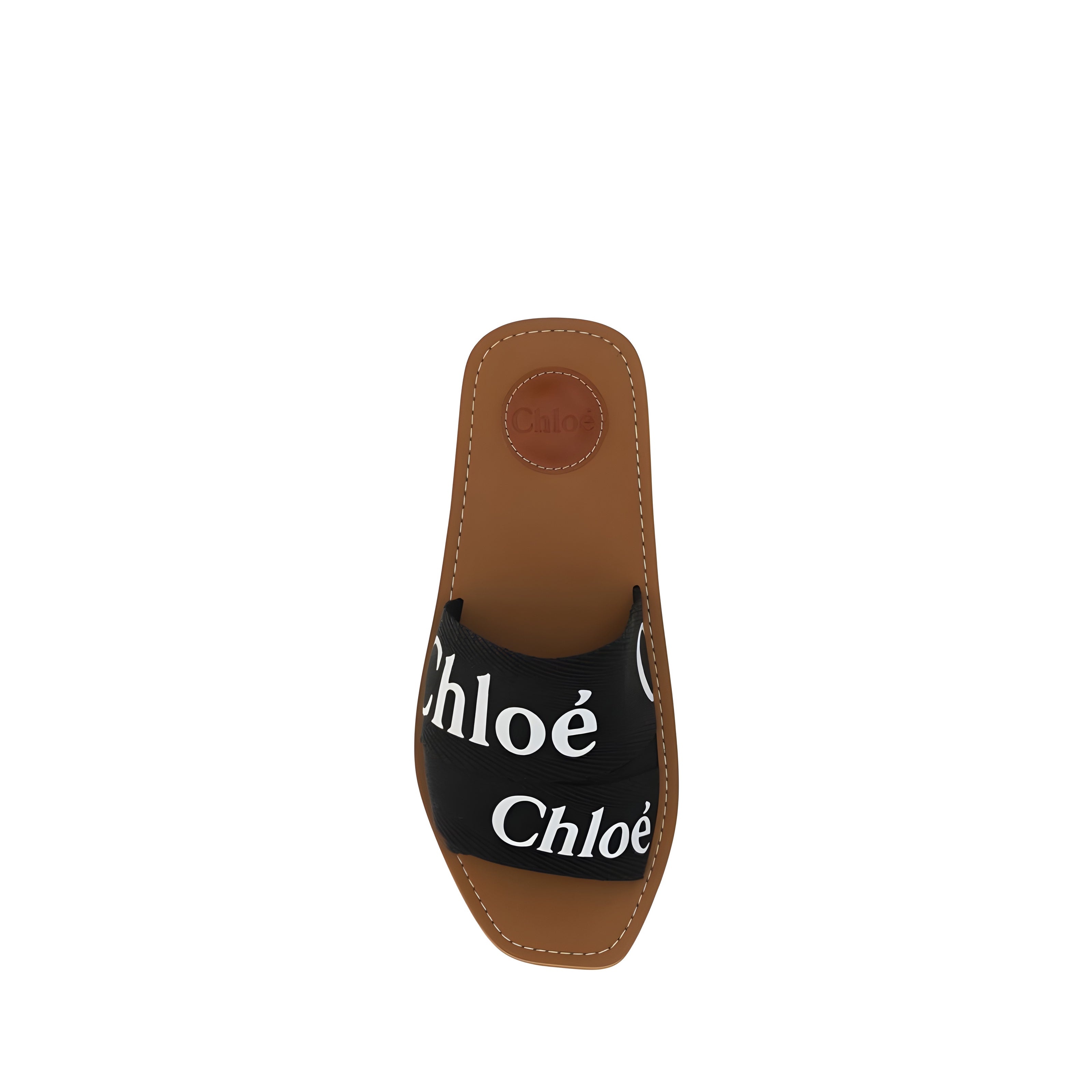 Sandale plate Chloé din bumbac negru