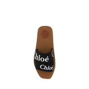Sandale plate Chloé din bumbac negru