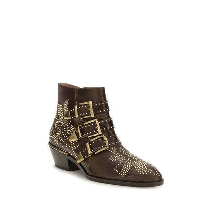 Cizme Chloé maro, tip botine, până la gleznă