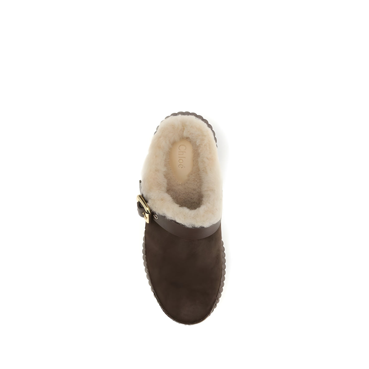 Chloé Papuci Mules Maro din Piele de Vițel