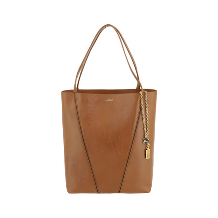 Geantă de umăr Chloé Brown Spin Medium