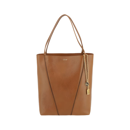 Geantă de umăr Chloé Brown Spin Medium