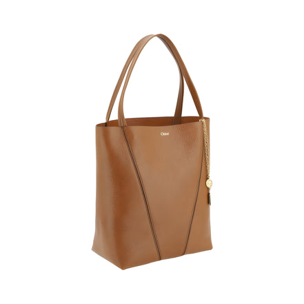 Geantă de umăr Chloé Brown Spin Medium