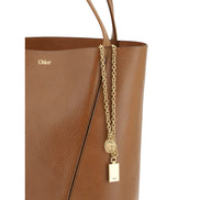Geantă de umăr Chloé Brown Spin Medium