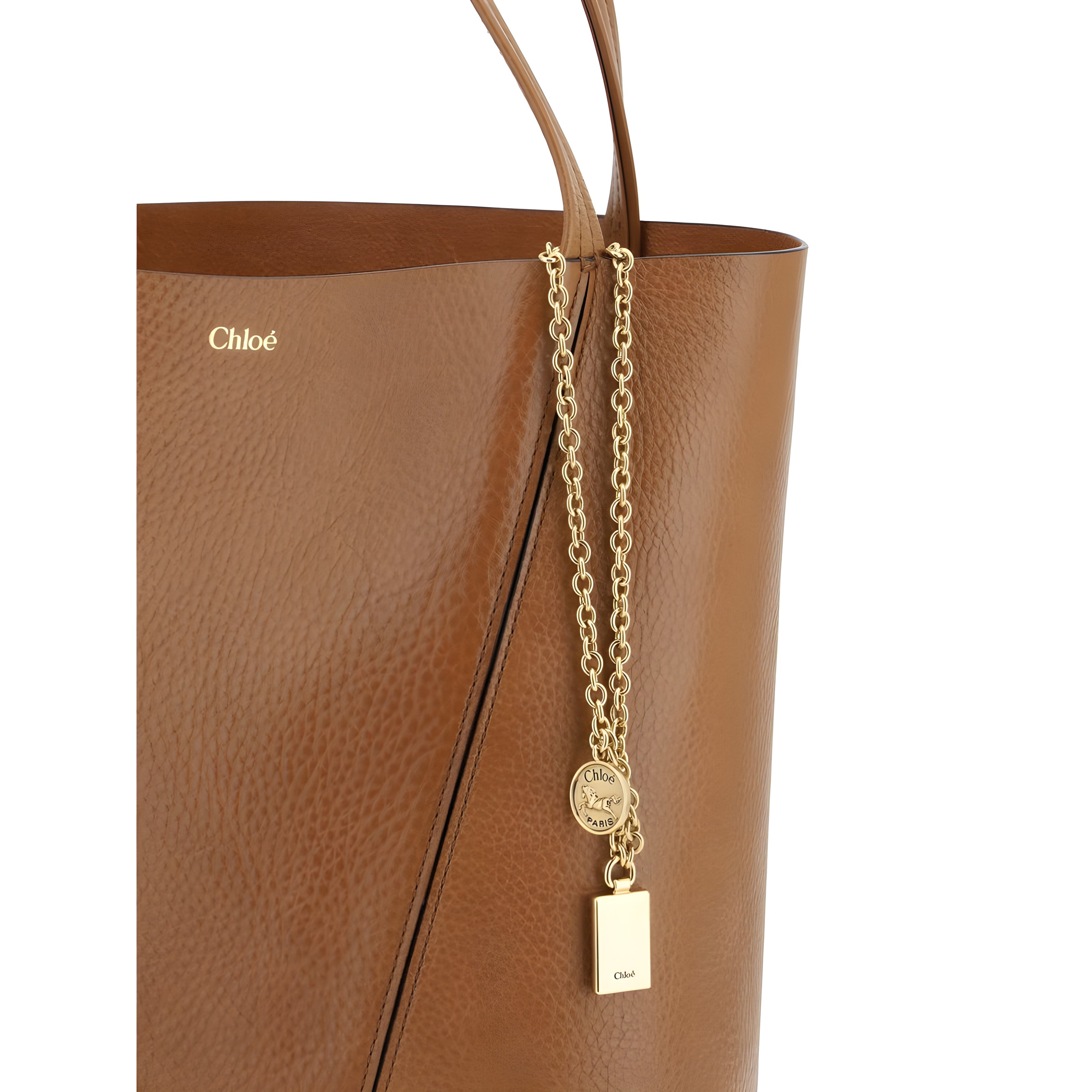Geantă de umăr Chloé Brown Spin Medium