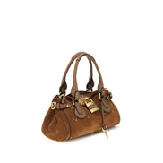 Geantă de umăr Chloé Brown Paddington din piele întoarsă