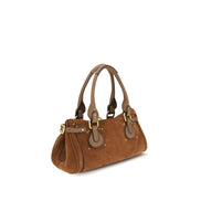 Geantă de umăr Chloé Brown Paddington din piele întoarsă