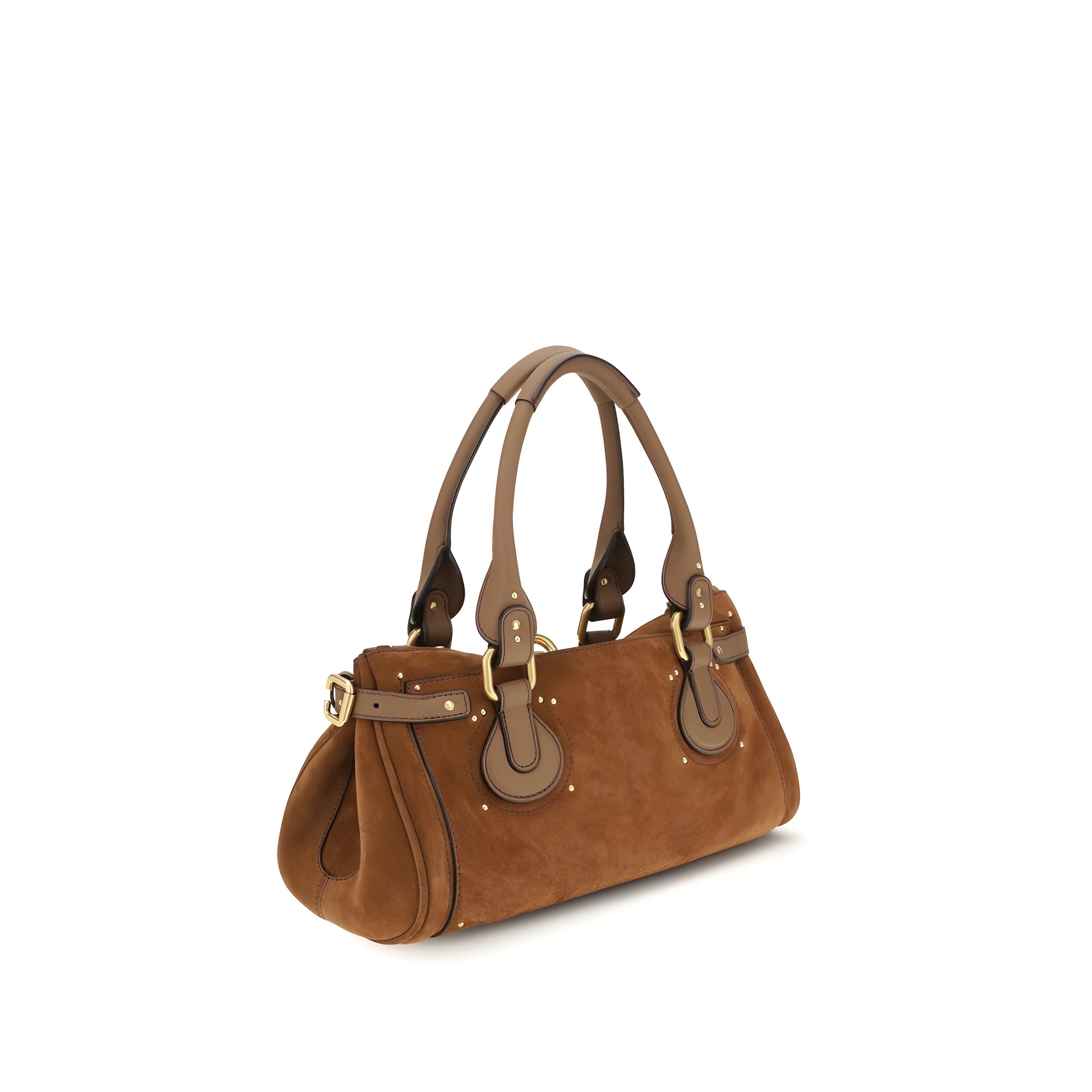 Geantă de umăr Chloé Brown Paddington din piele întoarsă