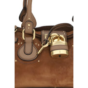 Geantă de umăr Chloé Brown Paddington din piele întoarsă