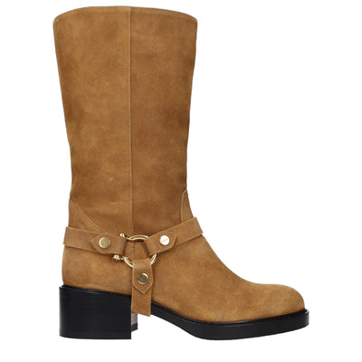 Ghete Chloé din piele maro până la gleznă