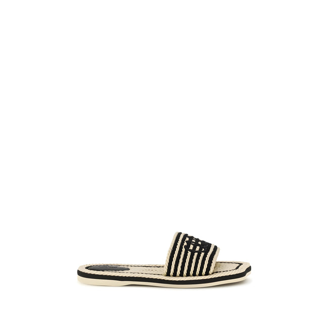 Sandale plate Chloé din piele multicoloră