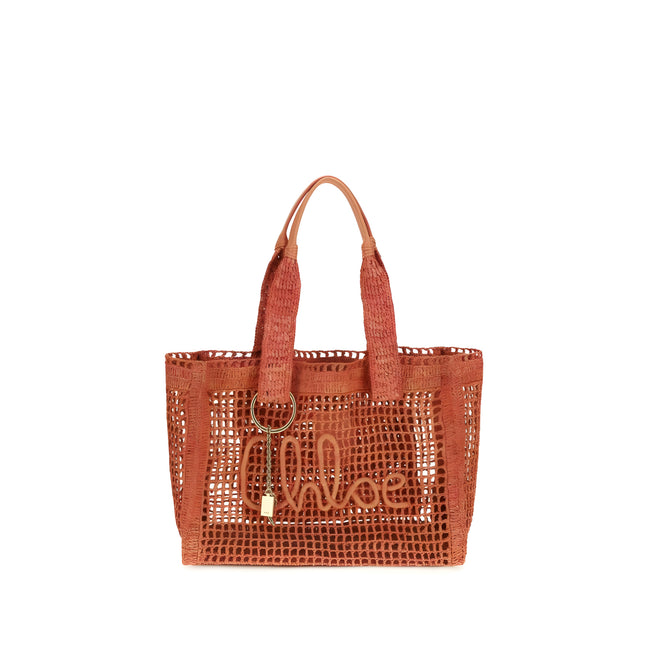 Geantă de umăr Chloé din rafie multicoloră