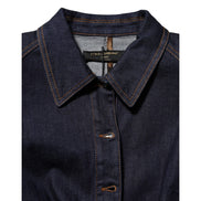 Dolce & Gabbana Dark Blue Cotton Collared Denim Coat Jacket