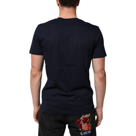 Dolce & Gabbana Dark Blue Cotton DG Logo Print Top T-shirt