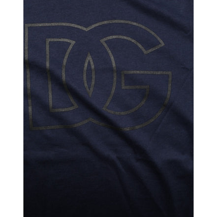 Dolce & Gabbana Dark Blue Cotton DG Logo Print Top T-shirt