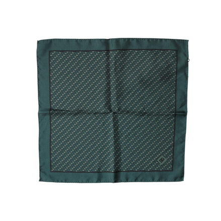 Eșarfă Dolce & Gabbana mătase verde închisă cu model, batistă 32cm x 31cm