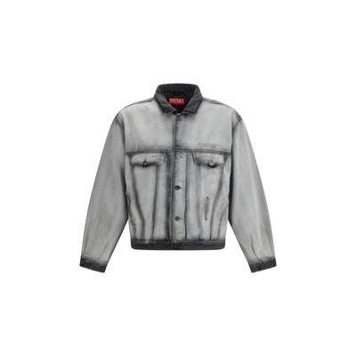 Jachetă din denim din bumbac gri diesel