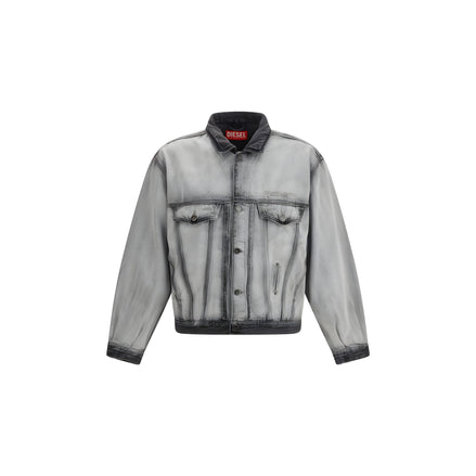 Jachetă din denim din bumbac gri diesel