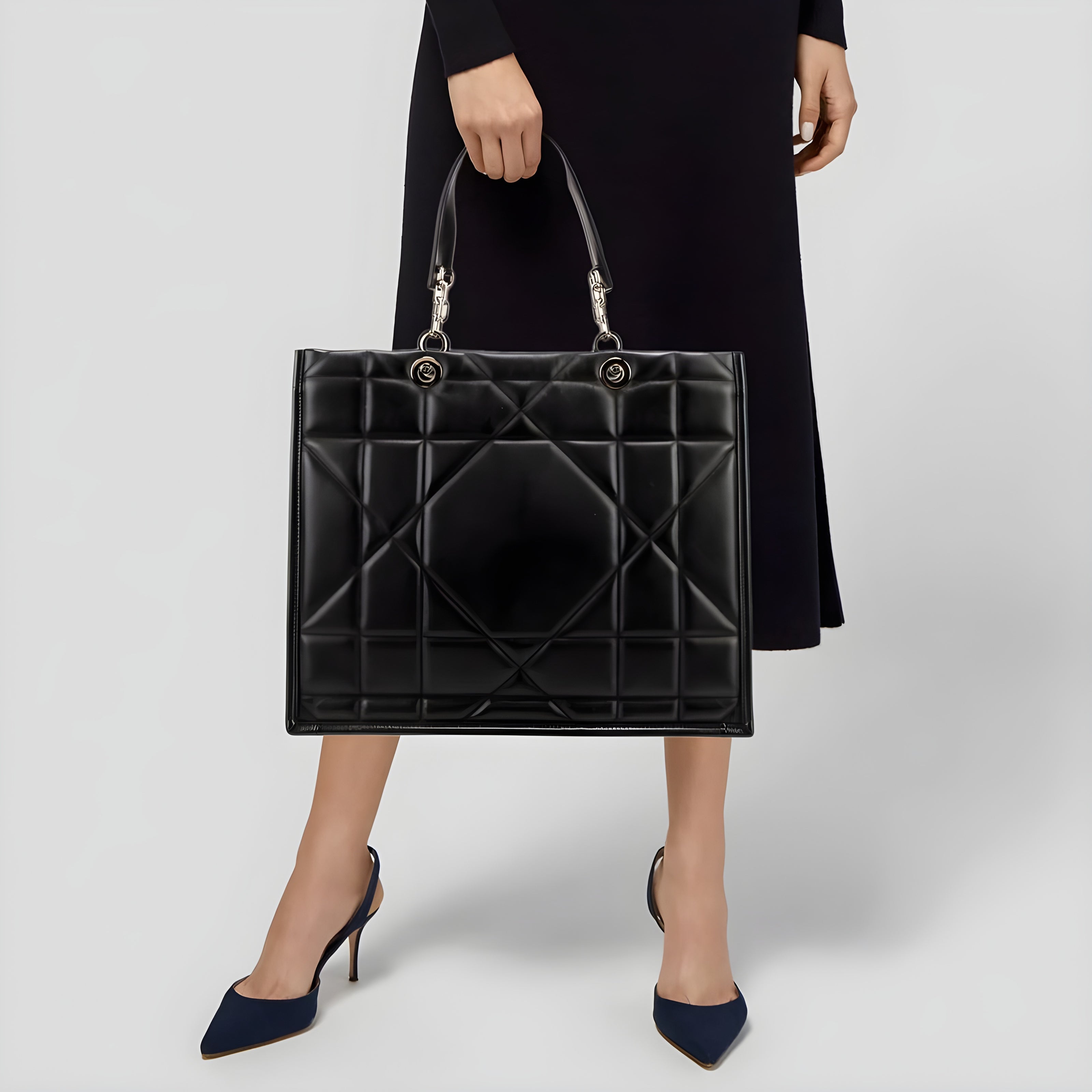Dior Black Leather Tote Bag