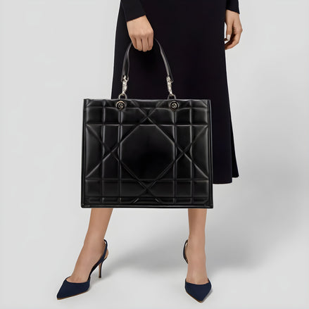 Dior Black Leather Tote Bag