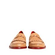 Mocasini slip-on din piele bej cu ciucuri Dolce & Gabbana