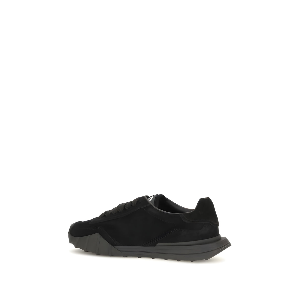 Dolce & Gabbana Black Calf Leather Bos Taurus Athletic Sneakers