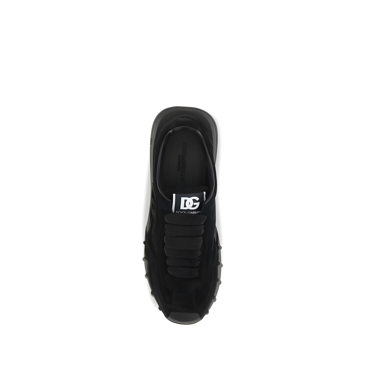 Dolce & Gabbana Black Calf Leather Bos Taurus Athletic Sneakers