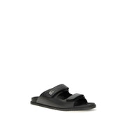 Sandale plate Dolce & Gabbana negre din piele