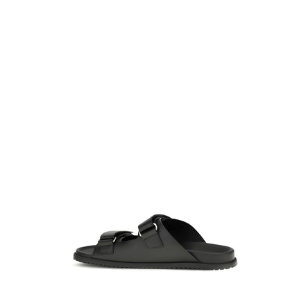 Sandale plate Dolce & Gabbana negre din piele