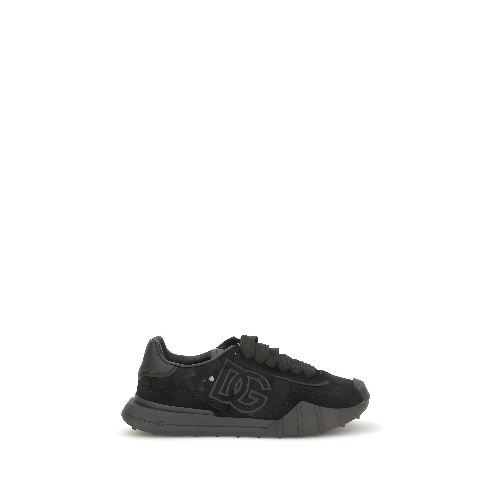 Dolce & Gabbana Black Calf Leather Chunky Sneakers