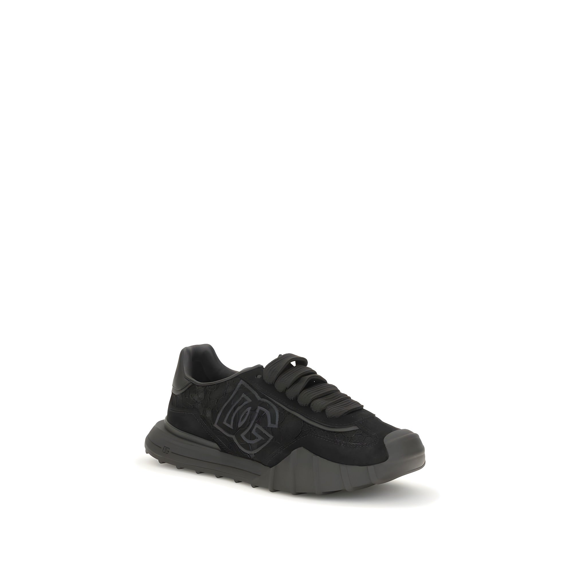 Dolce & Gabbana Black Calf Leather Chunky Sneakers