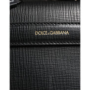 Dolce & Gabbana Black Car Man Applique Leather Weekender Borse Bag
