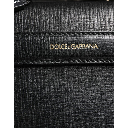 Dolce & Gabbana Black Car Man Applique Leather Weekender Borse Bag