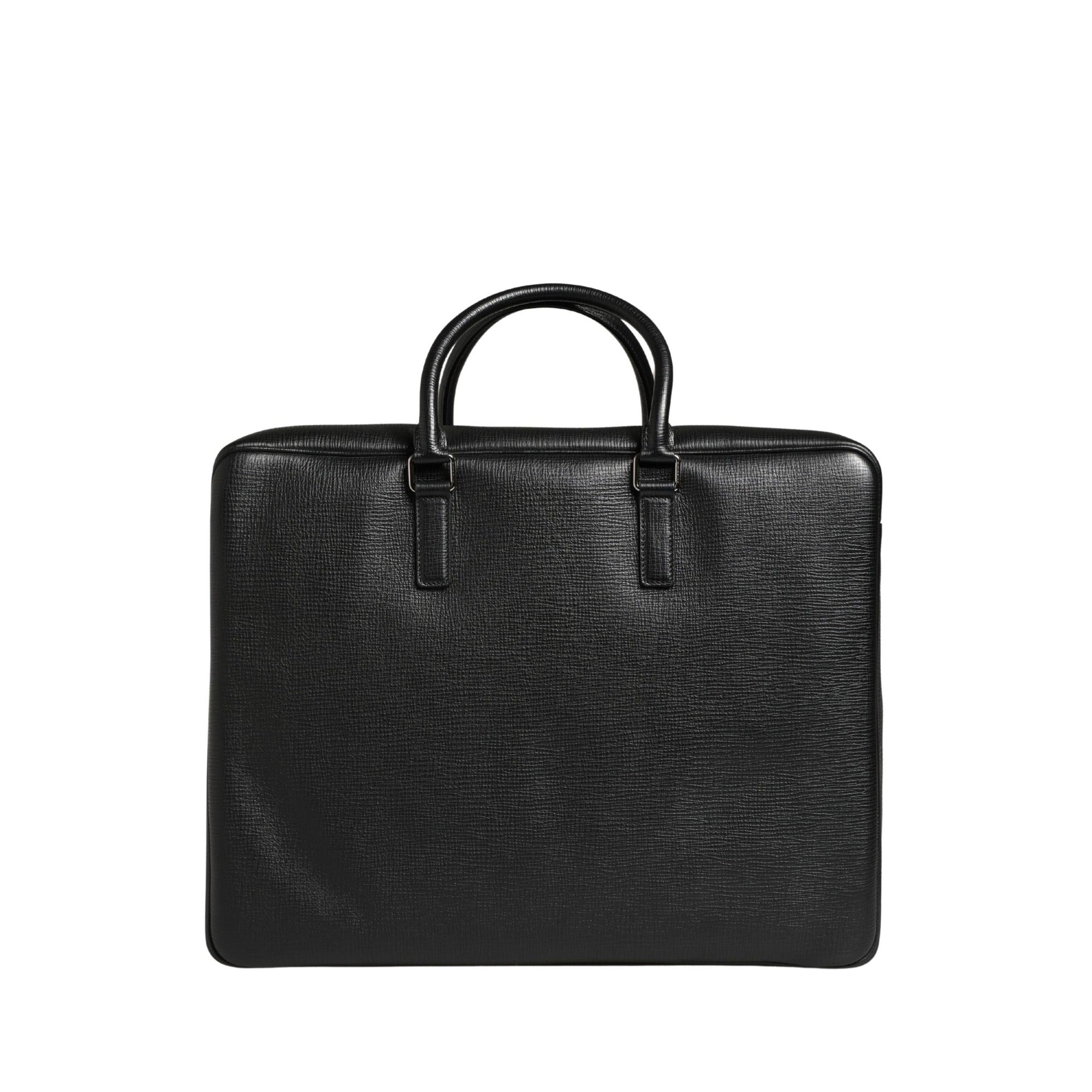 Dolce & Gabbana Black Car Man Applique Leather Weekender Borse Bag