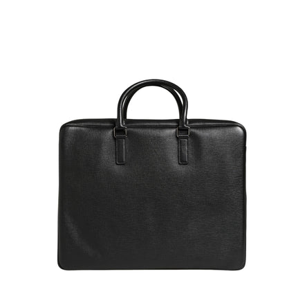 Dolce & Gabbana Black Car Man Applique Leather Weekender Borse Bag
