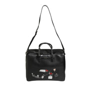 Dolce & Gabbana Black Car Man Applique Leather Weekender Borse Bag