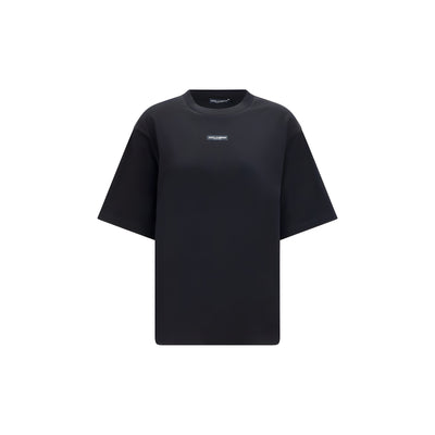 Tricou negru de bumbac Dolce & Gabbana