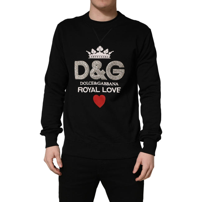Bluză de molton din bumbac Dolce & Gabbana neagră, cu aplicații