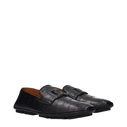 Mocasini tip slip-on Dolce & Gabbana din piele neagră