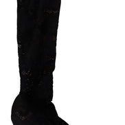 Cizme Dolce & Gabbana negre din tricot elastic Taormina