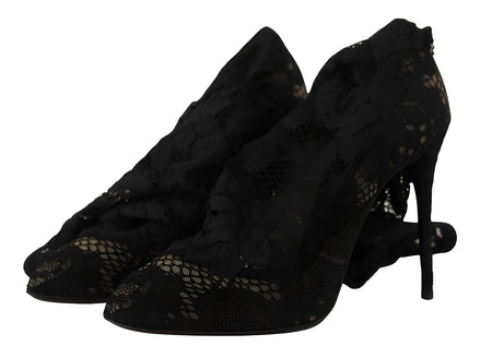 Cizme Dolce & Gabbana negre din tricot elastic Taormina