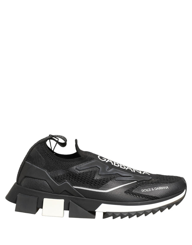Dolce & Gabbana Black White Sorrento Slip-On Logo Sneakers
